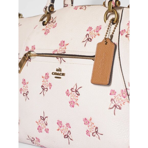 Coach Prairie Satchel Chalk Pink Flower Bow Print Zip Bag Handbag Purse NEW - Picture 3 of 7